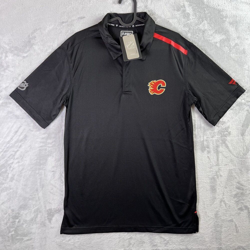 Calgary‎ Flames Fanatics Authentic Polo Men's Medium Black NWT Vented Shirt NHL